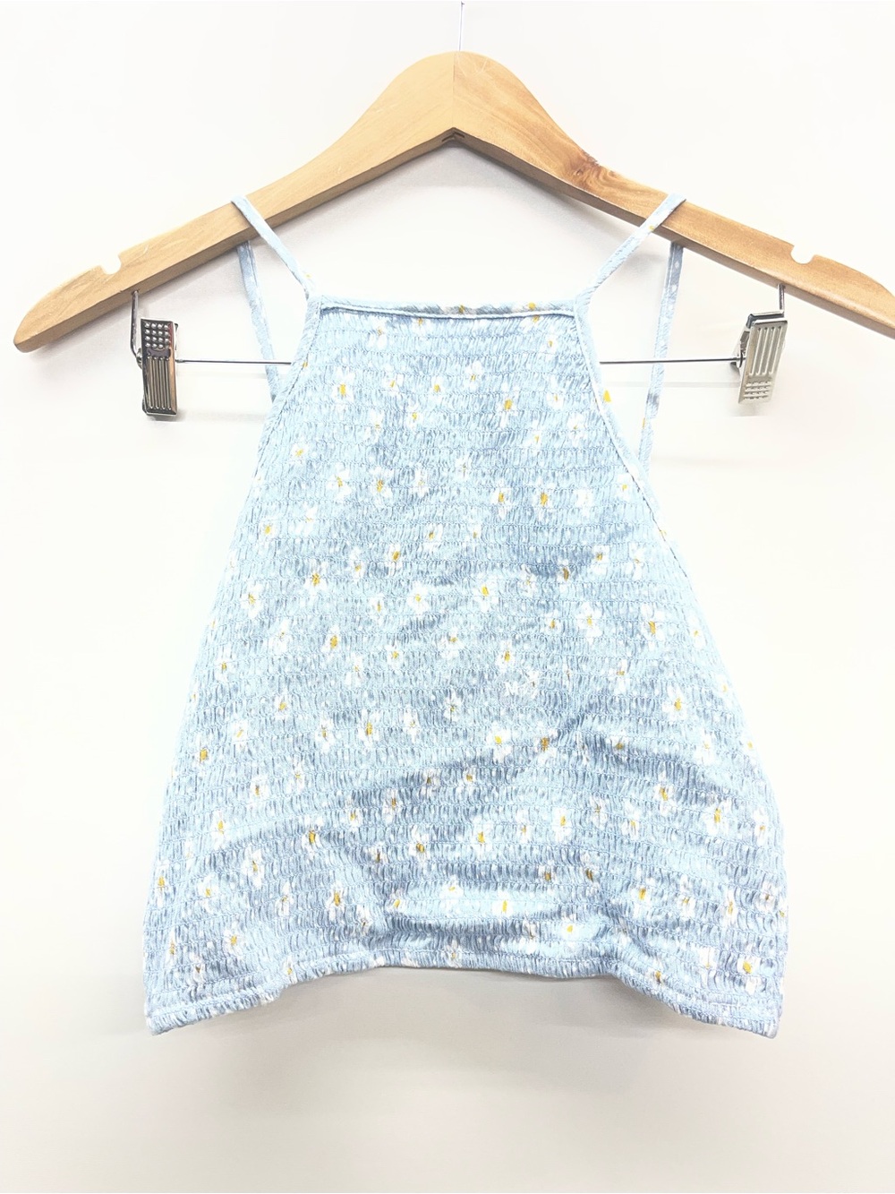 PacSun Light Blue Daisy Smocked Cropped Tank